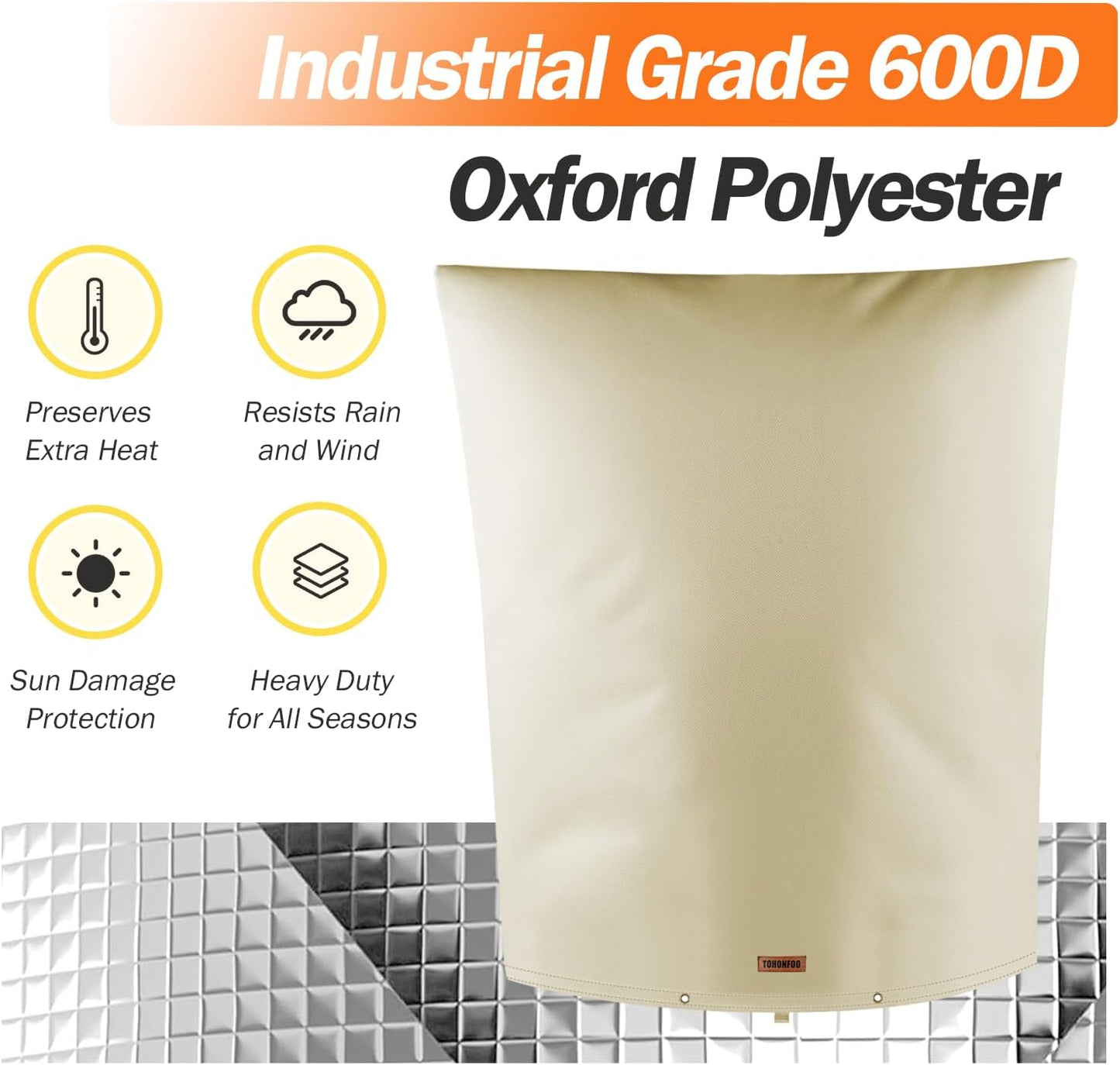 Backflow Preventer Pipe Insulation Cover (5°F) - Irrigation Sprinkler Valve Insulated Pouch - Water Well Pump Cover - Sturdy 5 Layers for Winter Freeze Protection, 26" W x 40" H, Beige