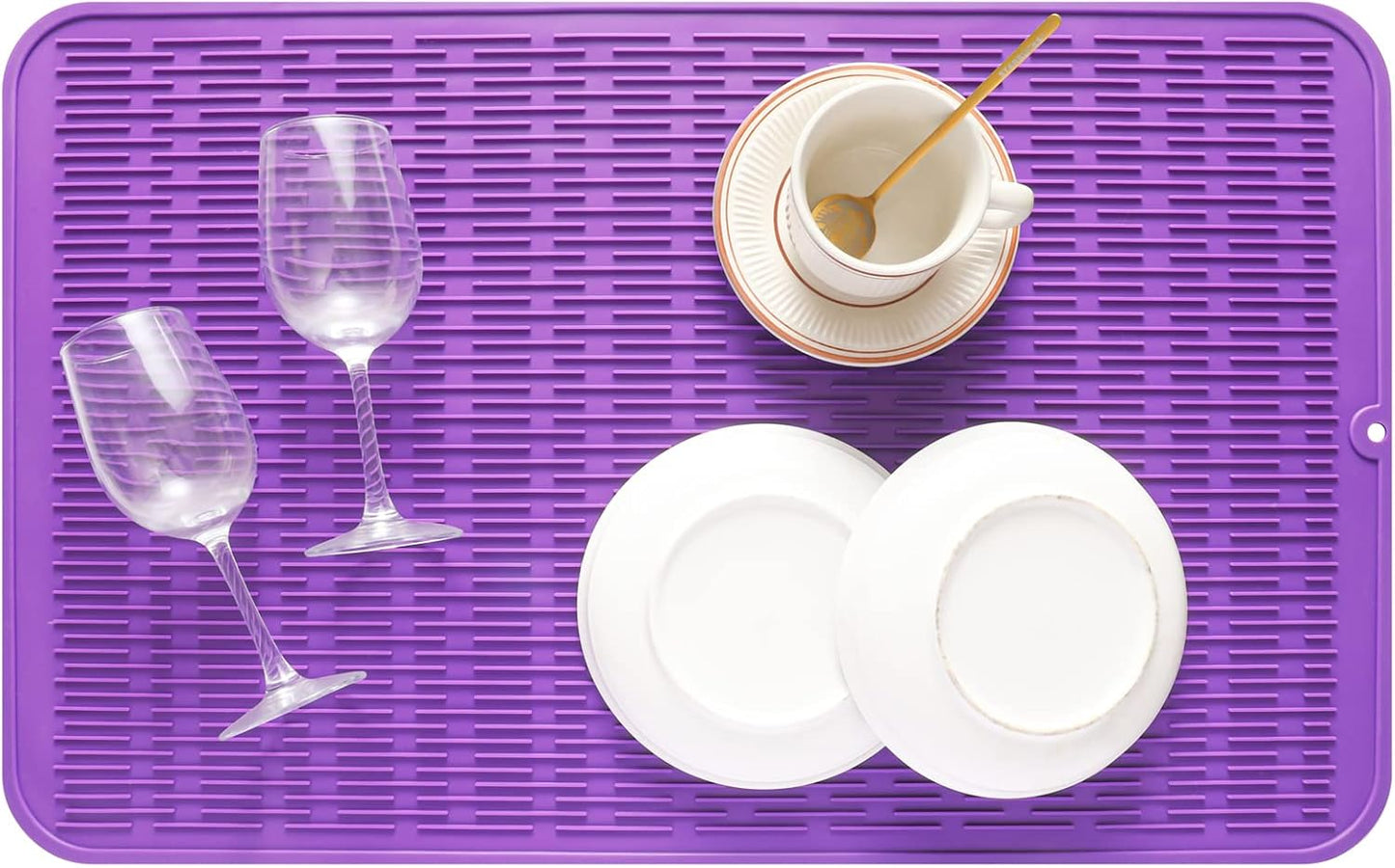 Silicone Dish Drying Mat for Multiple Usage,Easy clean,Eco-friendly,Heat-resistant Silicone Mat for Kitchen Counter or Sink,Refrigerator or Drawer Liner Purple 3XL 28 inches x 18 inches