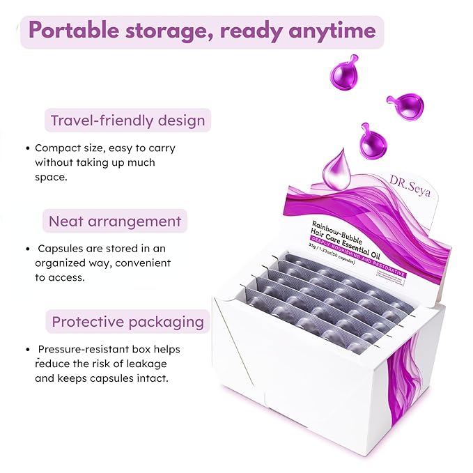 Hair Oil Capsules for Damaged Hair β Deep Repair & Nourishment β Lightweight Leave-In Treatment for Dry, Frizzy, Color-Treated Hair β 50 Capsules (50 Capsules)