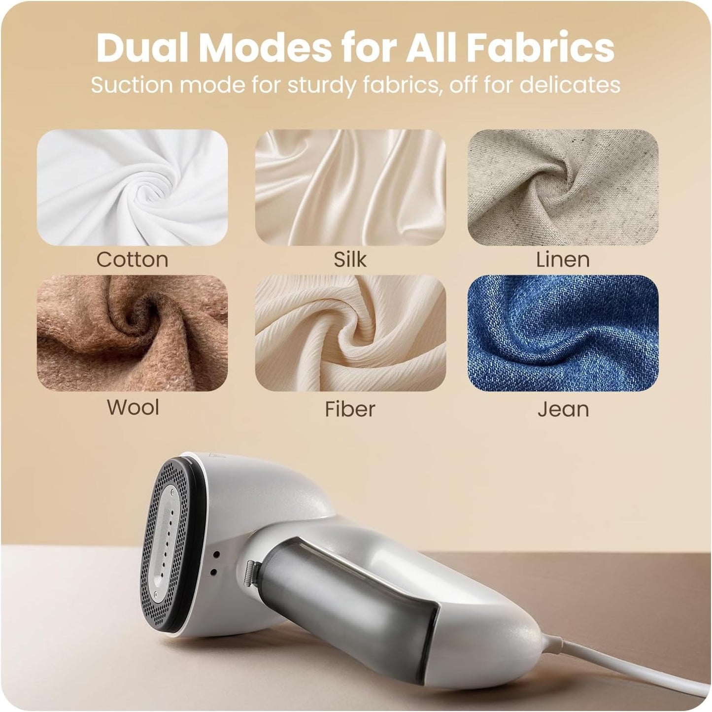 Neakasa Magic 1 Vacuum Steamer, Handheld Travel Garment Steamer for Clothes, 2300Pa Suction for Clothes Grips, Steamer Iron 2 In 1 (for 110-120V Use)