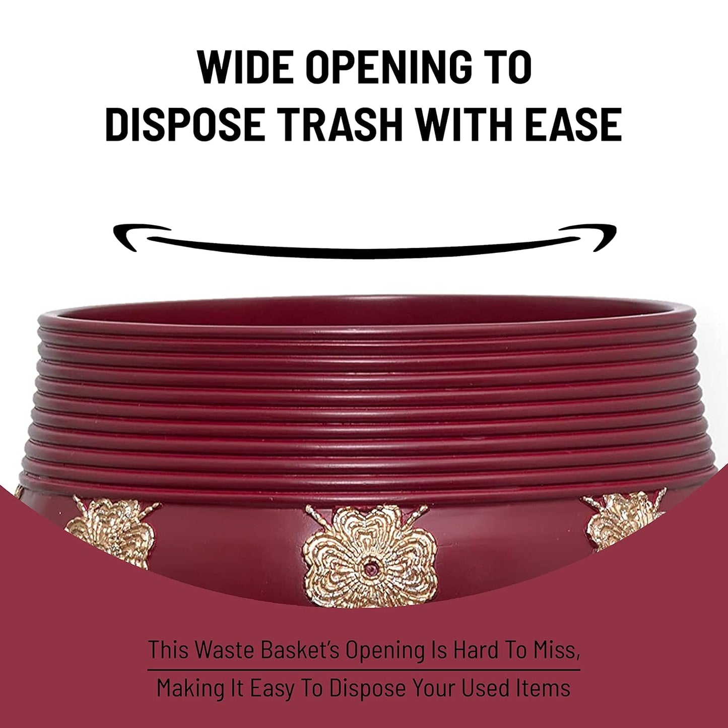 Zahari Home Decorative Trash Can for Bathroom, Office & Bedroom - 2.1 Gallons Stylish & Small Trash Can for Dorms, Desktop & Restroom - Chic Waste Basket for Compact Spaces, Elegant Rose