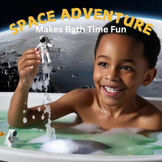 EvolutionUSA Space Bath Bombs for Boys & Girls, 6 Planet Bath Balls with Toy Hidden Inside, Organic Hypoallerganic Childrens Bathbombs, Cosmic Fun Space Surprise, Gift Set Birthday, Christmas, Easter