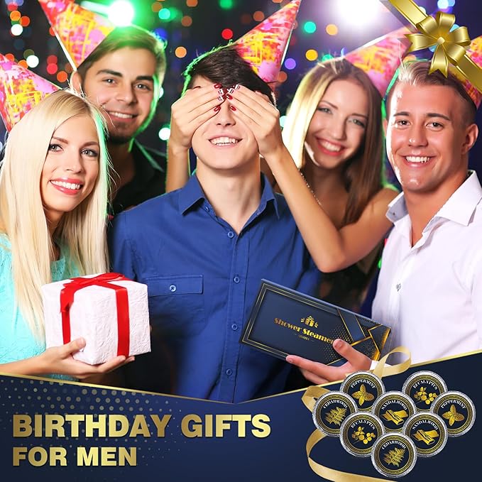 Shower Steamers Aromatherapy, Birthday Gifts for Men, SPA Self Care Relaxation Stress Relief Natural Essential Oils Bath Bombs, Christmas Stocking Stuffers for Dad Husband Boyfriend (8 Pack)