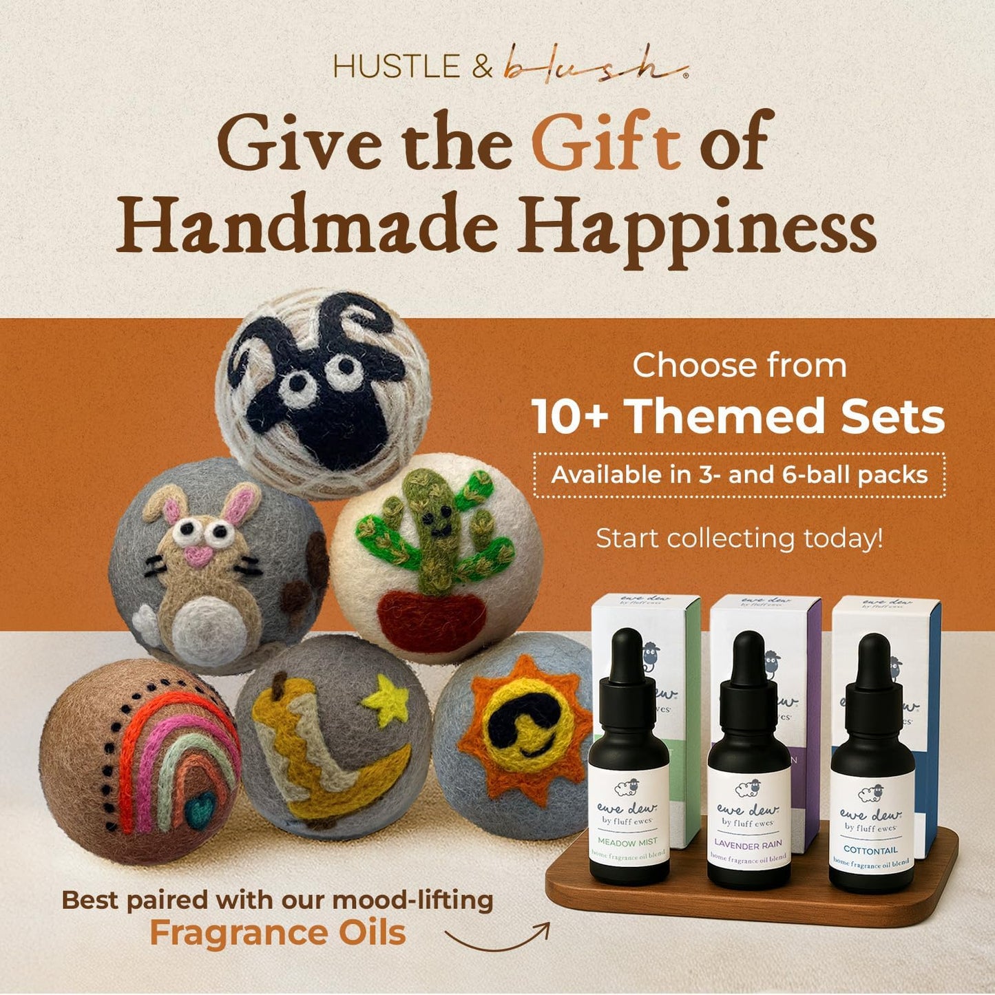 Fluff Ewes Wool Dryer Balls 3 Pack Premium New Zealand Wool Laundry Balls for Dryer, No Static Dryer Balls Laundry Reusable, XL Hedgehog Dryer Balls, Baby Dryer Balls for Dryers - Hedgehog and Homies