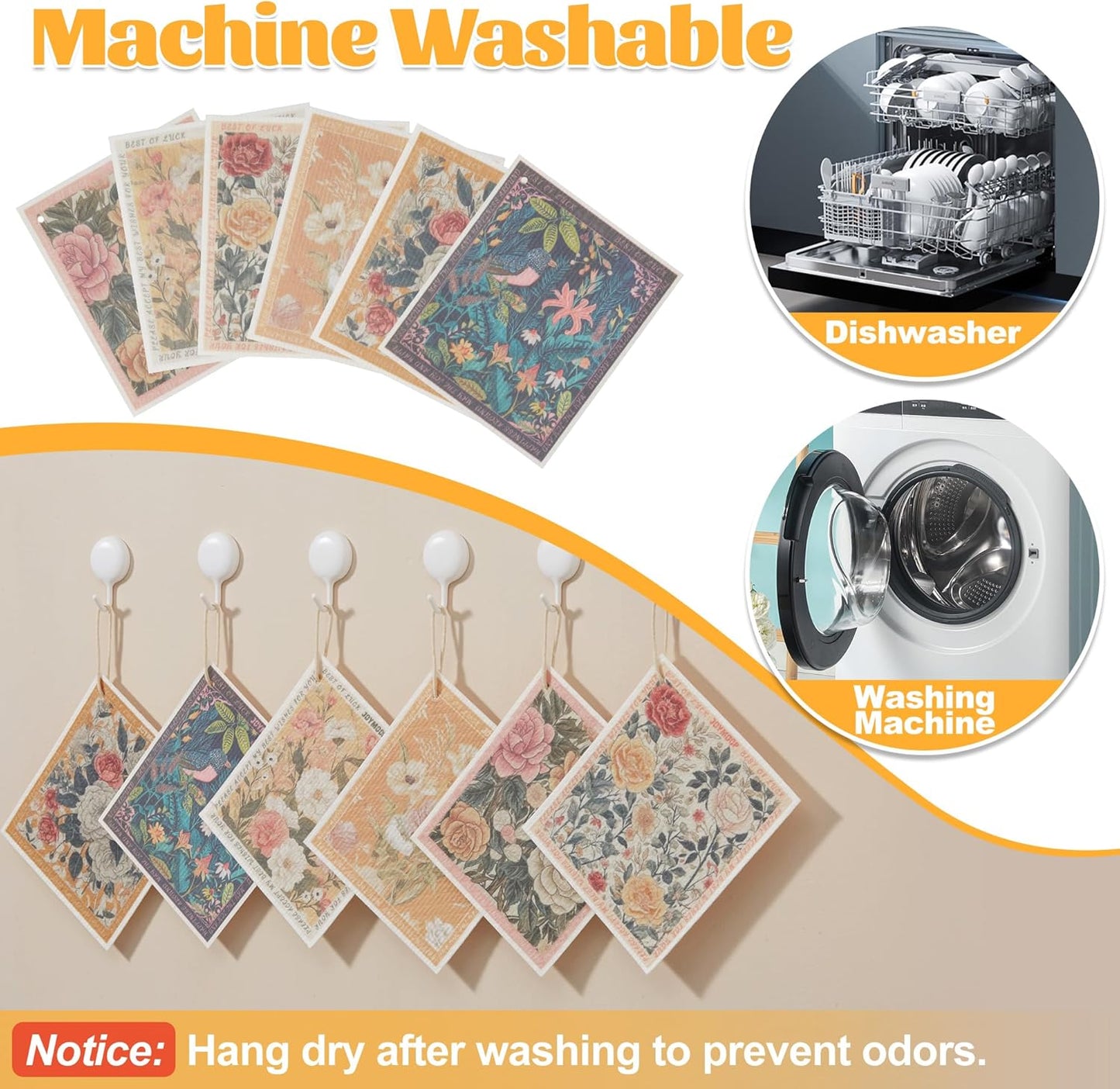 JOYMOOP 6 Pack Dishcloths for Kitchen, Reusable Absorbent Non-Scratch Cleaning Cloths, Washable Quick-Drying Rags for Cookware and Household, 6.7Ć7.9 Inch