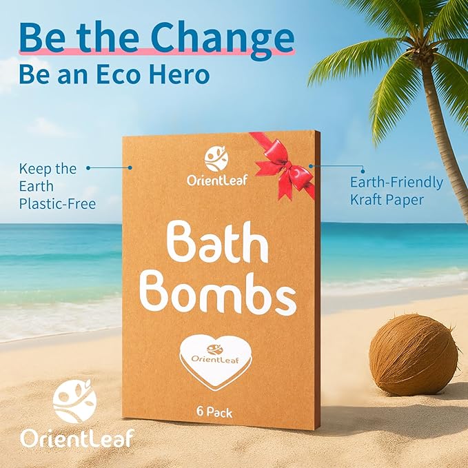 Bath Bombs for Women, Stocking Stuffers, Bath Bombs Fruit Scented Strawberry, Orange, Coconut, 6 x 2 oz