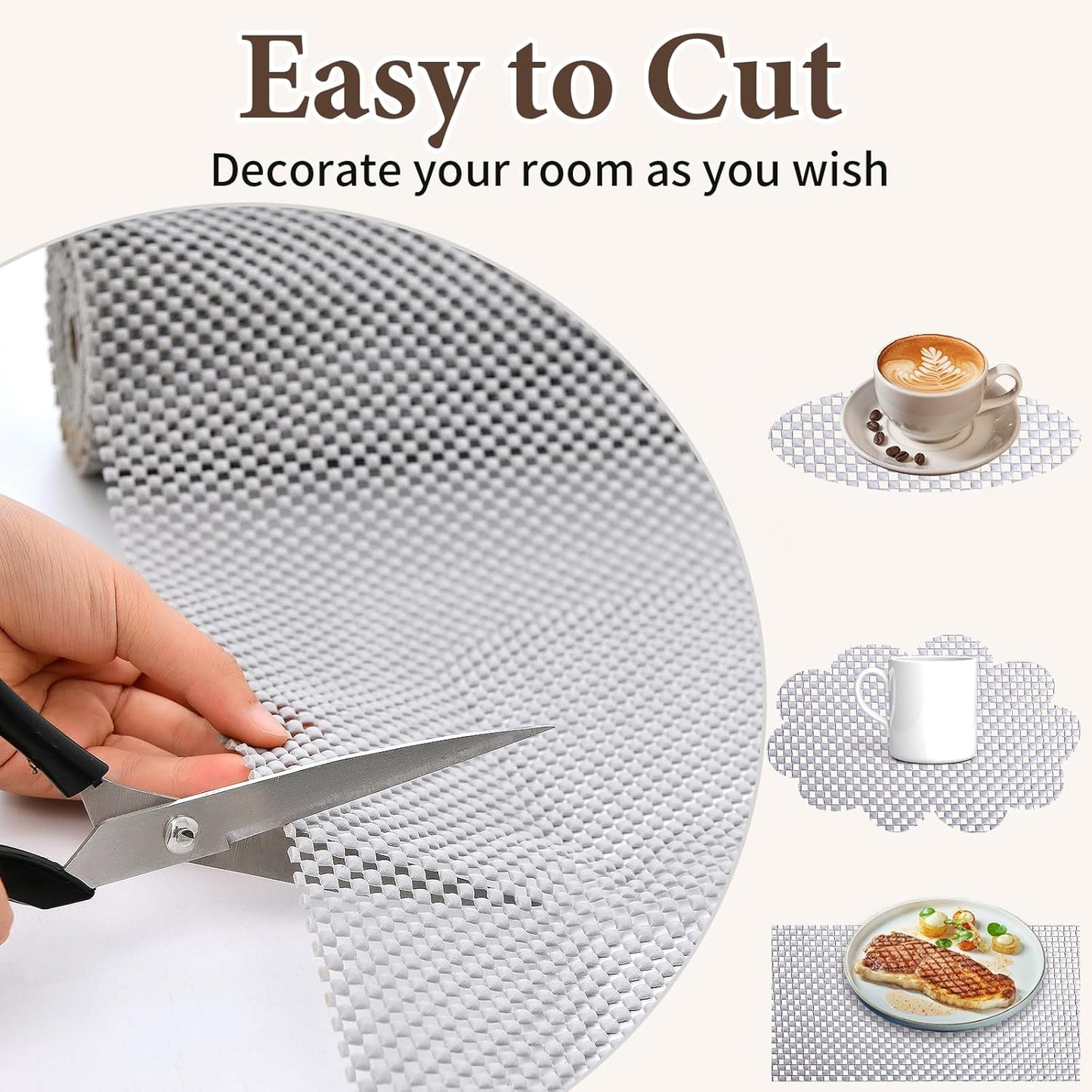 Shelf Liners for Kitchen Cabinets Non Adhesive Shelf Liner Paper Non-Slip Thickened Drawer Liner Easy to Clean for Tool Box Refrigerator Grey 11.8 x 118 in