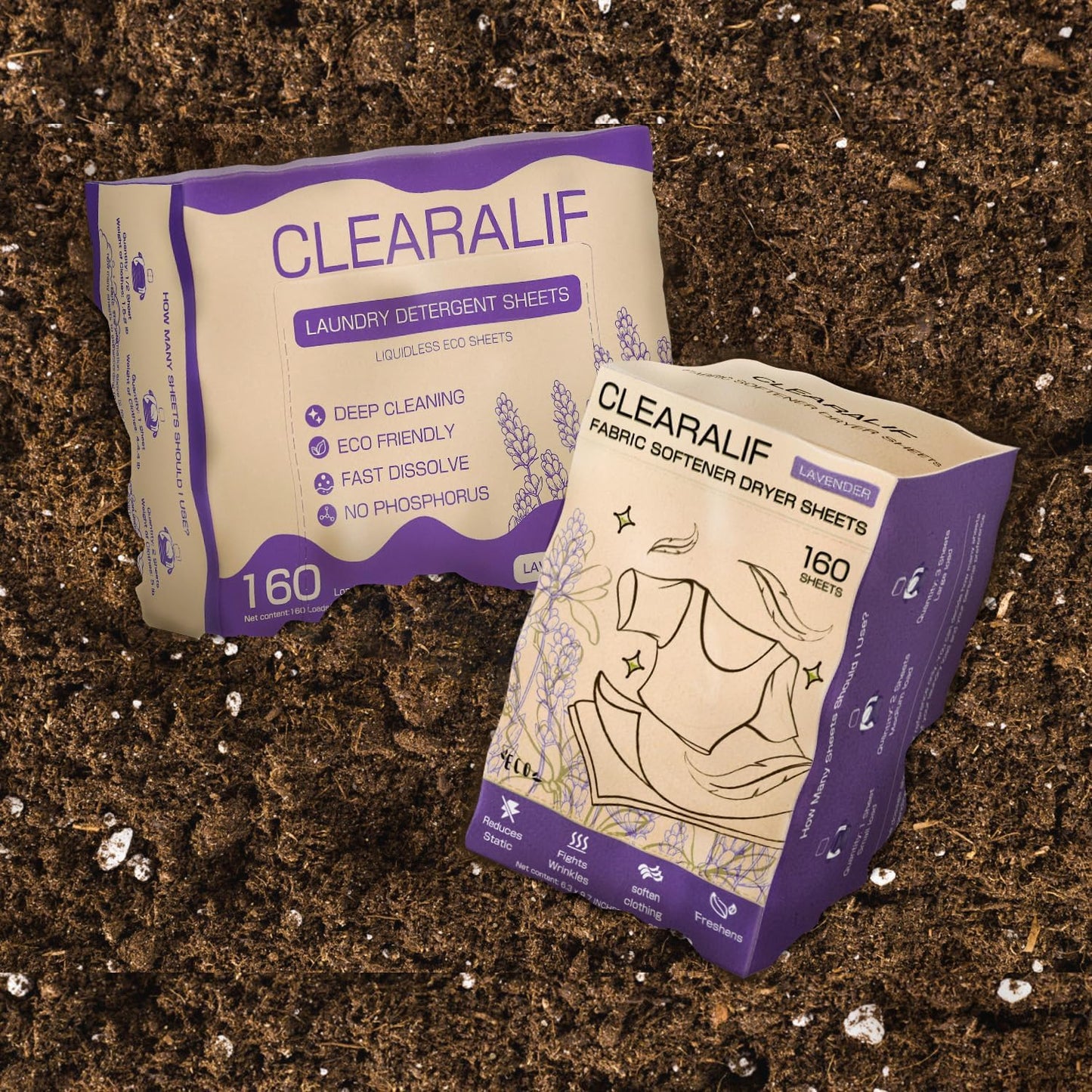 CLEARALIF All in One Laundry Detergent Sheets Kit, Lavender Scent, 160 Loads Laundry Sheets + 160 Drying Sheets, Laundry Set Great for Travel, Softener Sheets Eco Package Friendly & Hypoallergenic