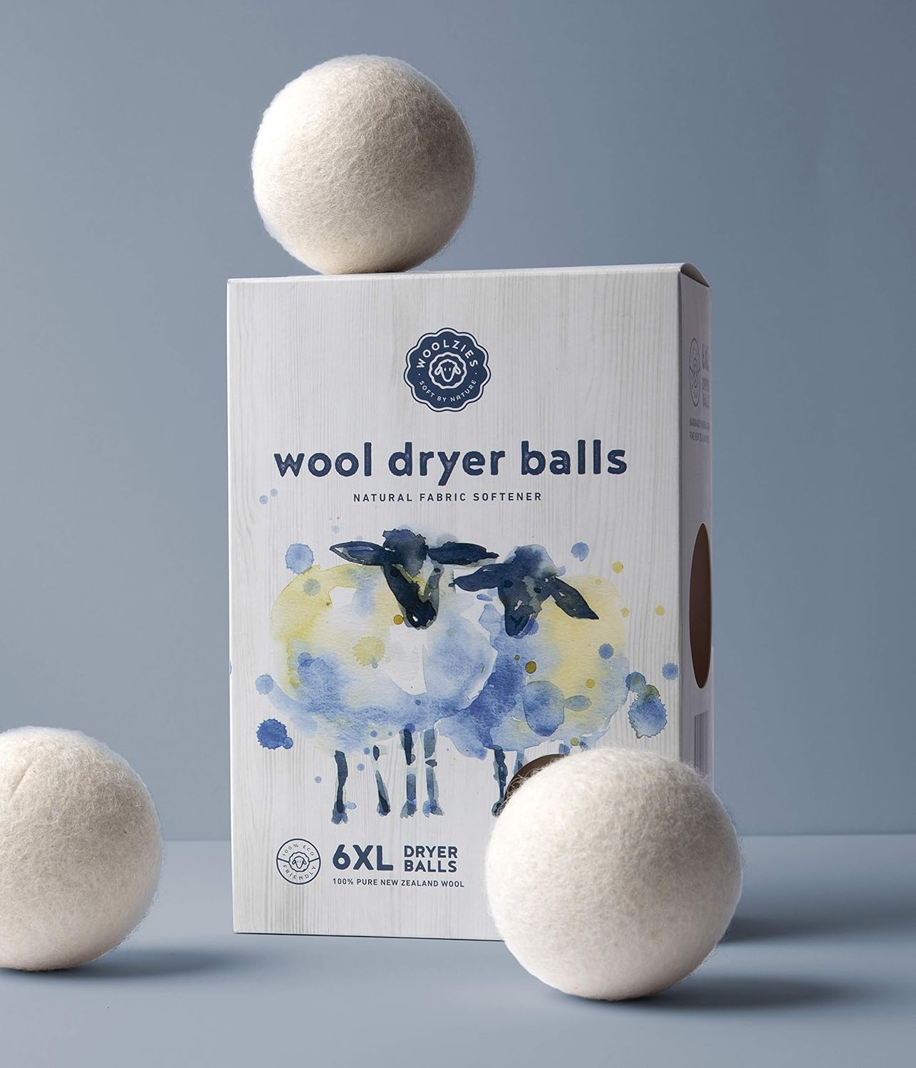 Woolzies Wool Dryer Balls Organic: Our Big Wool Spheres are the Best fabric softener | 6-Pack XL Dryer Balls for Laundry is Made with New Zealand Wool | Use Laundry Balls for Dryer with Essential Oils