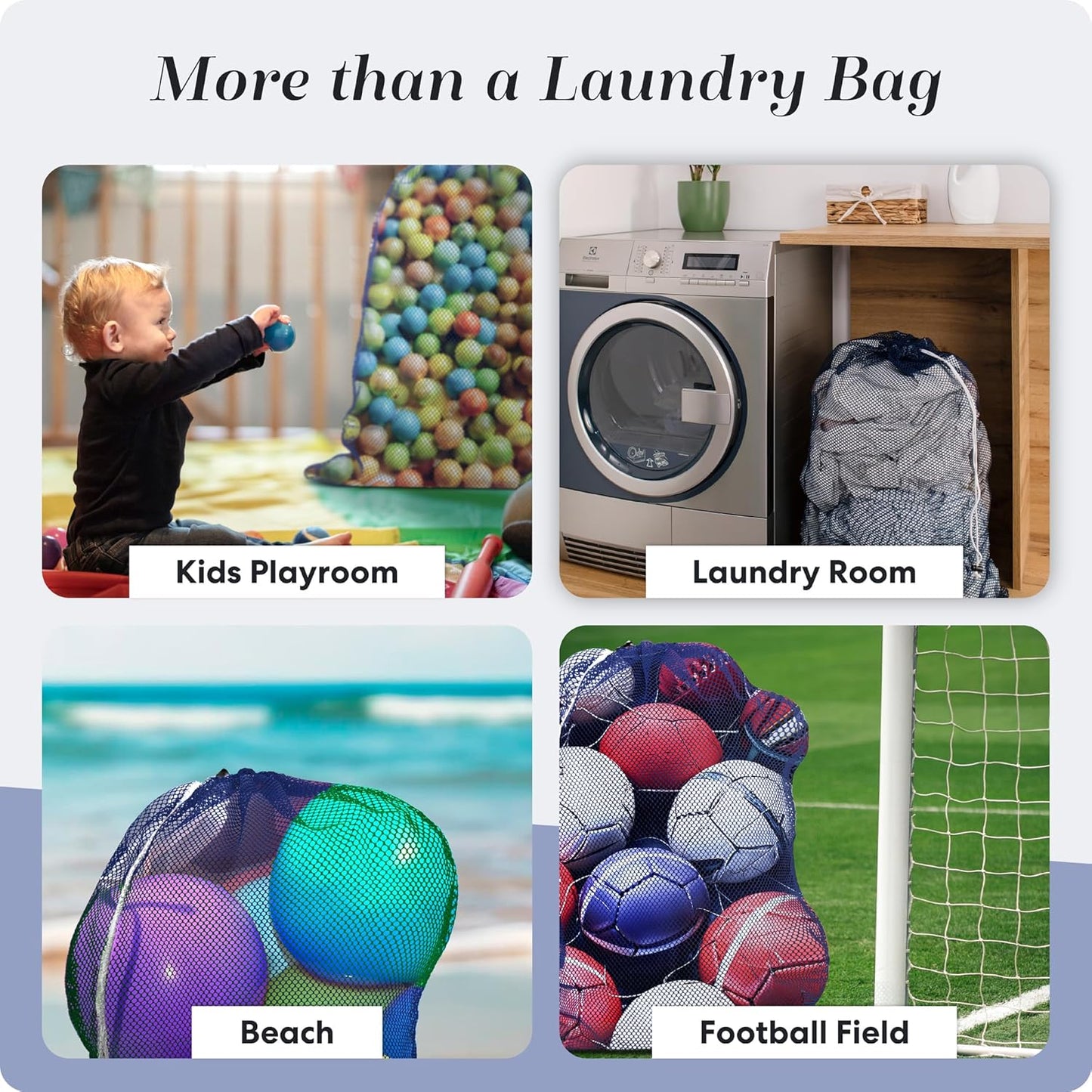 Handy Laundry Mesh XL Laundry Bag - Durable, Machine Washable with Secure Drawstring Closure - Perfect for College Dorms, Laundromats, Apartments (Blue, Large 24" x 36")