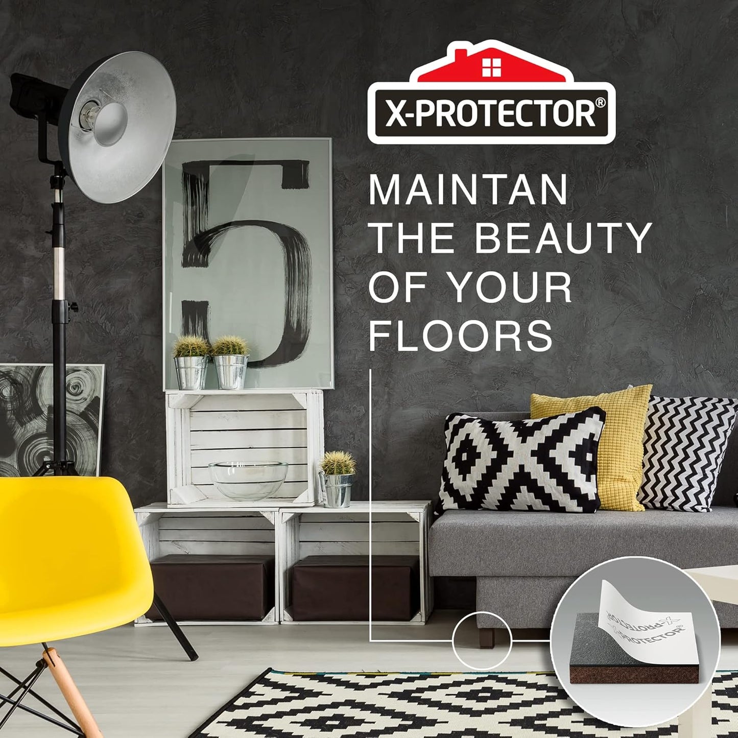 24 Heavy-Duty Felt Furniture Pads 1” 1/4” Thick X-Protector! Square Felt Pads for Furniture Feet - The Best Felt Floor Protectors for Furniture to Prevent Scratches. Protect Your Hard Floor! (Brown)