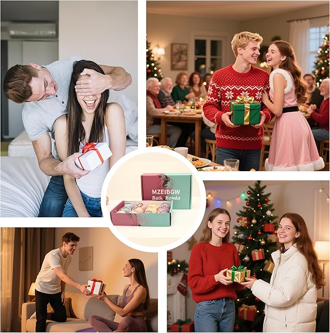 Bath Bombs for Women Kids, 12 Pack Handmade Natural Bath Bomb, Spa Relaxing Birthday Gift Set for Her/Him, Women, Girls, Wife, Mother