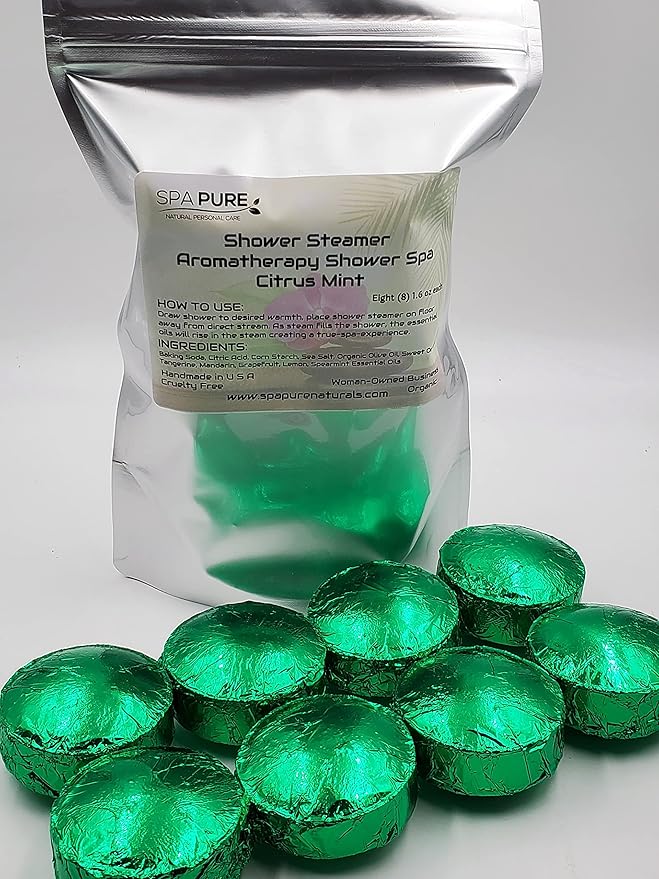 Citrus Mint Aromatherapy Shower Bombs/Steamers: 100% Natural/Organic Essential Oils - Transform Your Shower (8 Count) Pack of 1