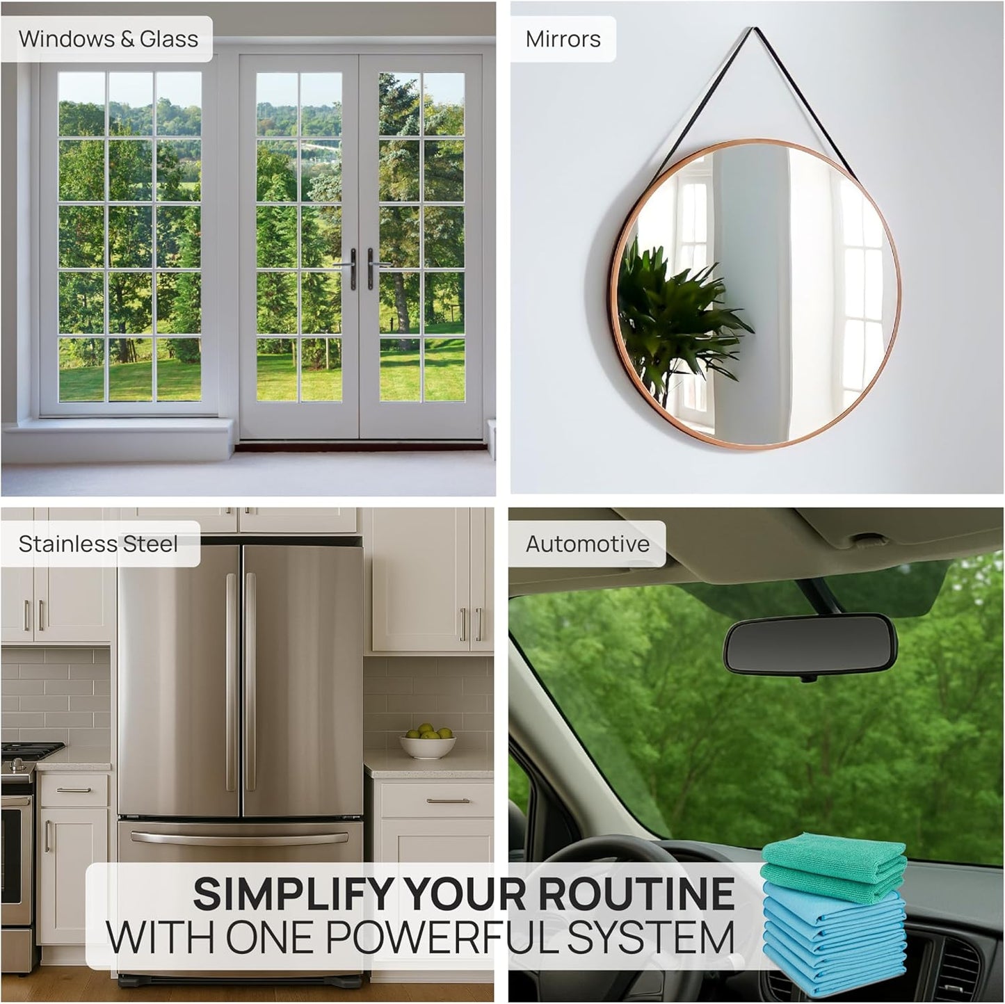 Claro 2 Step Glass Cleaning Cloth 8-Pack – Green Wet & Blue Dry Microfiber Towels Cleaning for Windows, Mirrors & Glass - Streak and Lint Free Cloth for Home, TV, Shower - Machine Washable