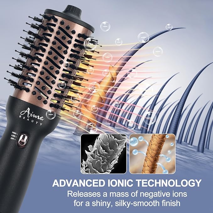 Hot Air Brush, Aima Beauty Salon One-Step Hair Dryer and Volumizer, 4-in-1 Upgrade Hair Dryer Brush, Blue