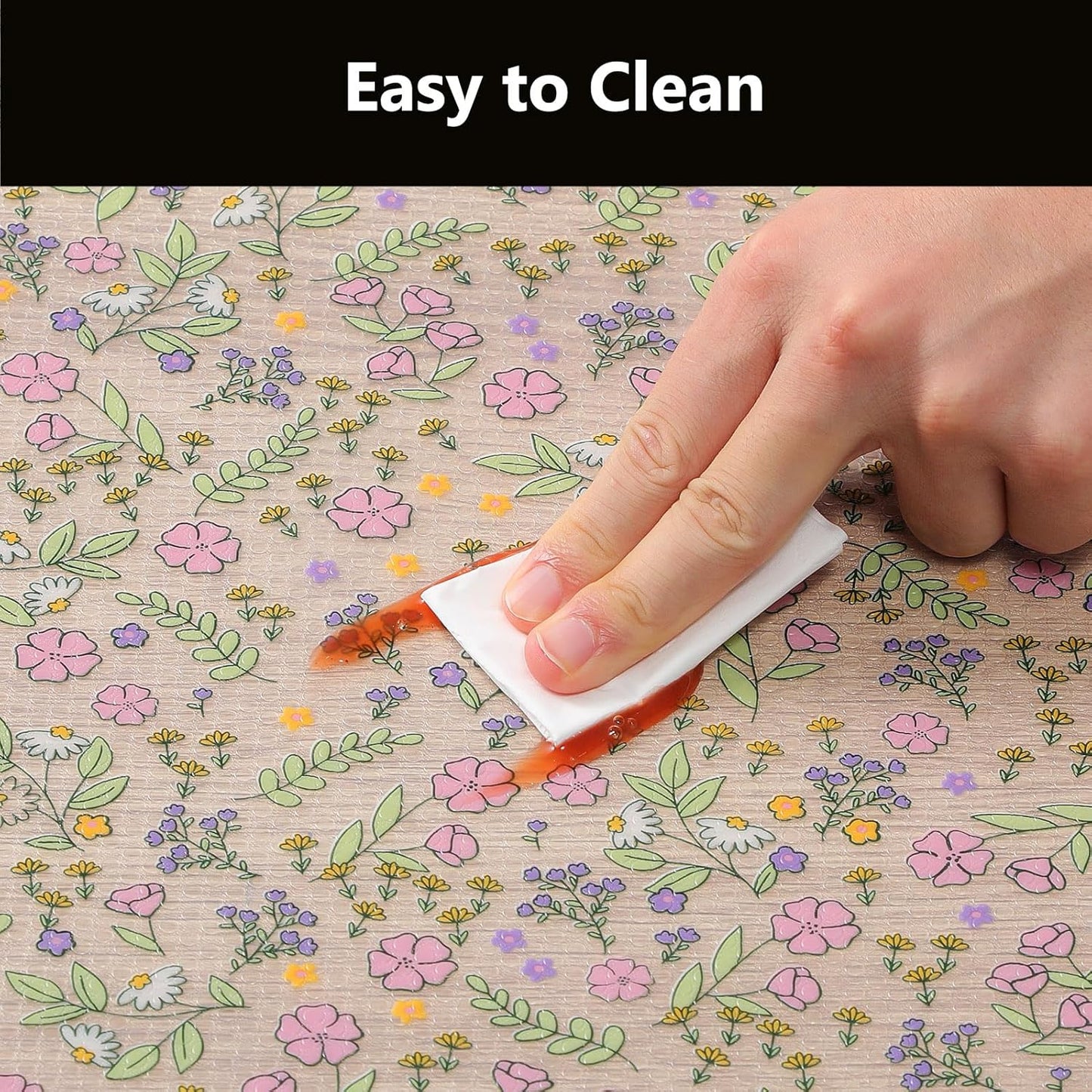 INNOLITES Non-Slip Shelf Liner – Cabinet & Drawer Liner Non-Adhesive – Waterproof Oil-Proof – Durable EVA with Floral for Kitchen Cabinets Refrigerator – BPA-Free, Easy to Cut 17.7" x 360"