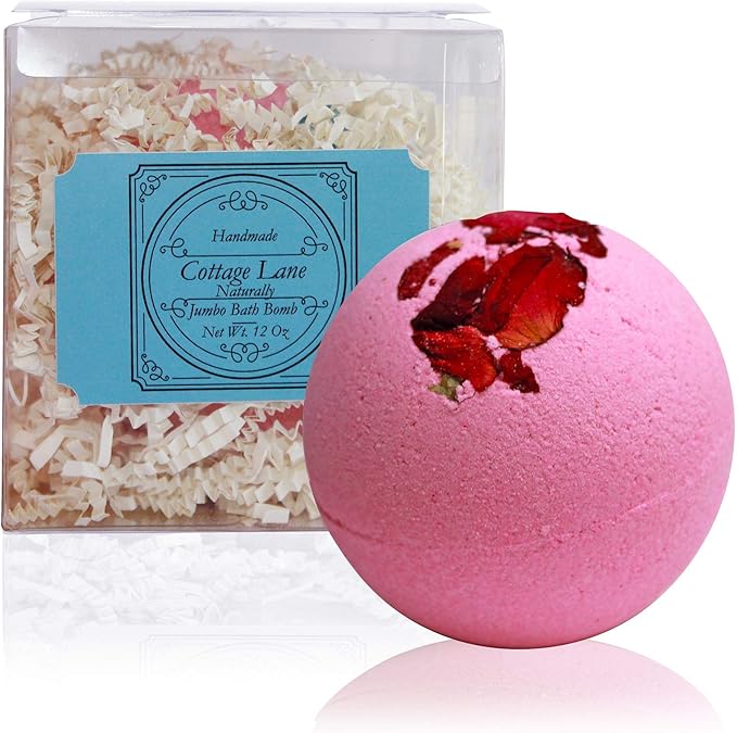 Night of Romance Giant XXLG 12 Ounce Fizzy Bath Bomb Featuring Real Dried Flower Petals by Villamonte Lane