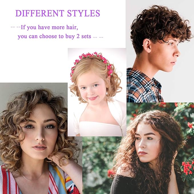 24PCS Plastic Hair Rollers Curlers Set, 0.8Inch/2cm Snap on Rollers for Fine Thin Hair Heatless Curler Self Grip Roller with Mini Comb for Women/Men Medium Short Hair (Purple)