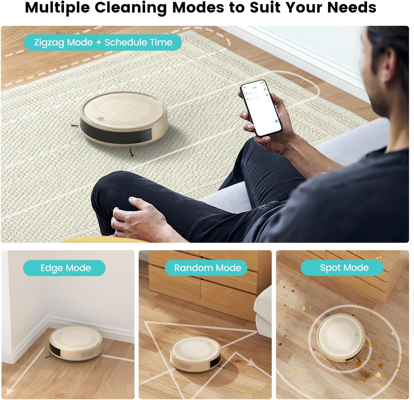 Lefant M310 Robot Vacuum Cleaner, 4500Pa Strong Suction with PreciSense Avoiding, Slim, Self-Charging, 160Mins Runtime, App/Wi-Fi/Alexa, Ideal for Pet Hair & Hard Floor Cleaning