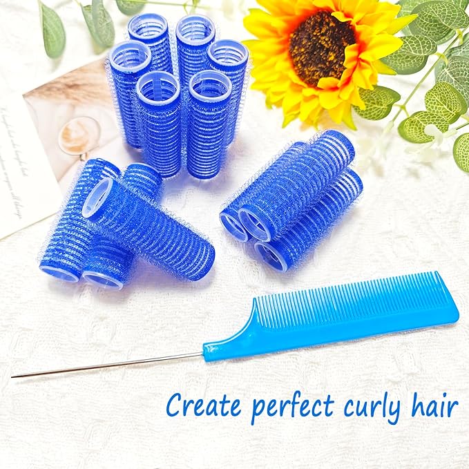 ZMD 18Pcs Self Grip Small Hair Rollers Curlers, Plastic Hair Rollers Heatless Salon Hairdressing Curlers DIY Curly Hair Accessories for Women Girls Short Medium Hair (0.8 x 2.4 Inch)