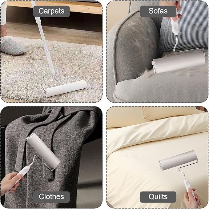 6.3 Inch Wide Lint Roller Refills, Value Pack 8 Rolls Extra Sticky, Pet Hair Sticky Roller Refills for Floor, Couch, Carpet, Bed, Clothes (Pack of 8, Total 480 Sheets)