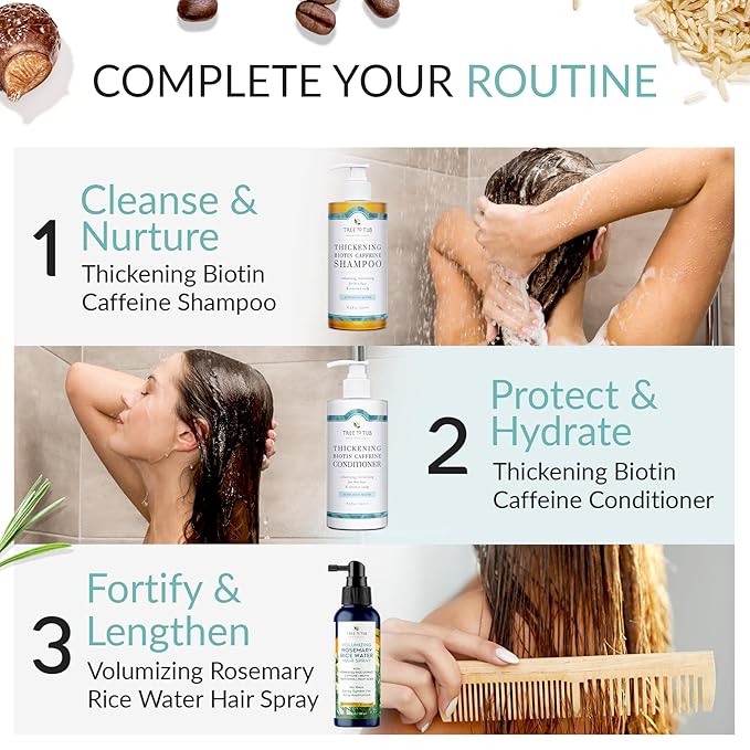 Tree To Tub Volumizing Biotin Shampoo and Conditioner Set - Activating Caffeine for Fuller Hair, Thickening Shampoo and Conditioner for Women & Men, Sulfate Free w/Natural Soapberry Organic Argan Oil