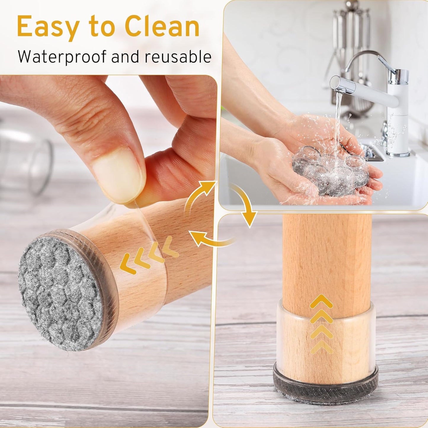 24PCS Round Chair Leg Floor Protectors, Furniture Sliders, Chair Leg Protectors for Hardwood Floors, Non-Slip Felt Furniture Pads, Silicone Cap Covers to Protect Floors, (Fit 1.1" - 1.5")