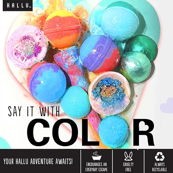 Hallu Unicorn Large Bath Bomb, Mango Peach and Vanilla Scent, 140 g, Pack of 8