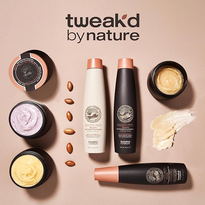 Tweak’d by Nature - Restore Cleansing Damaged Hair Treatment, Sulfate Free Conditioner for Damaged Dry Hair, Shampoo, Detangler, and Intensive Hydrating Solution and Shine Serum (8oz)