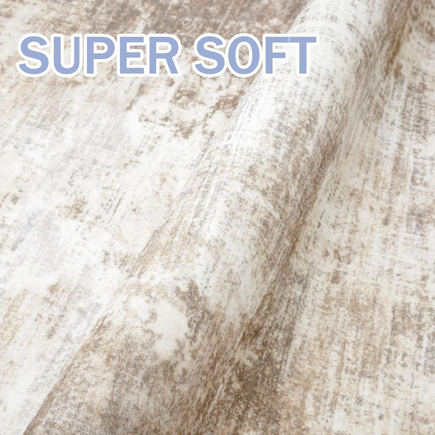 IOHOUZE Abstract Runner Rug 3x12 Ft Washable Runners for Hallways, Non Slip Kitchen Runner Printed Faux Wool Entryway Runner Indoor, Modern Abstract Floor Carpet for Hall Kitchen, Beige Brown