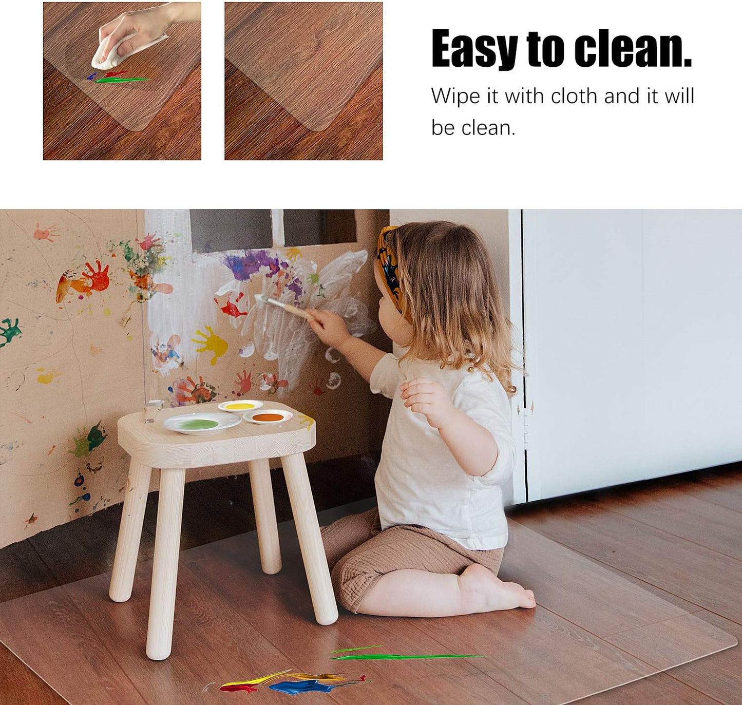 Kuyal Clear Chair Mat, Hard Floor Use, 48" X 59" Transparent Office Home Floor Protector mat Chairmats (48" X 59" Rectangle)