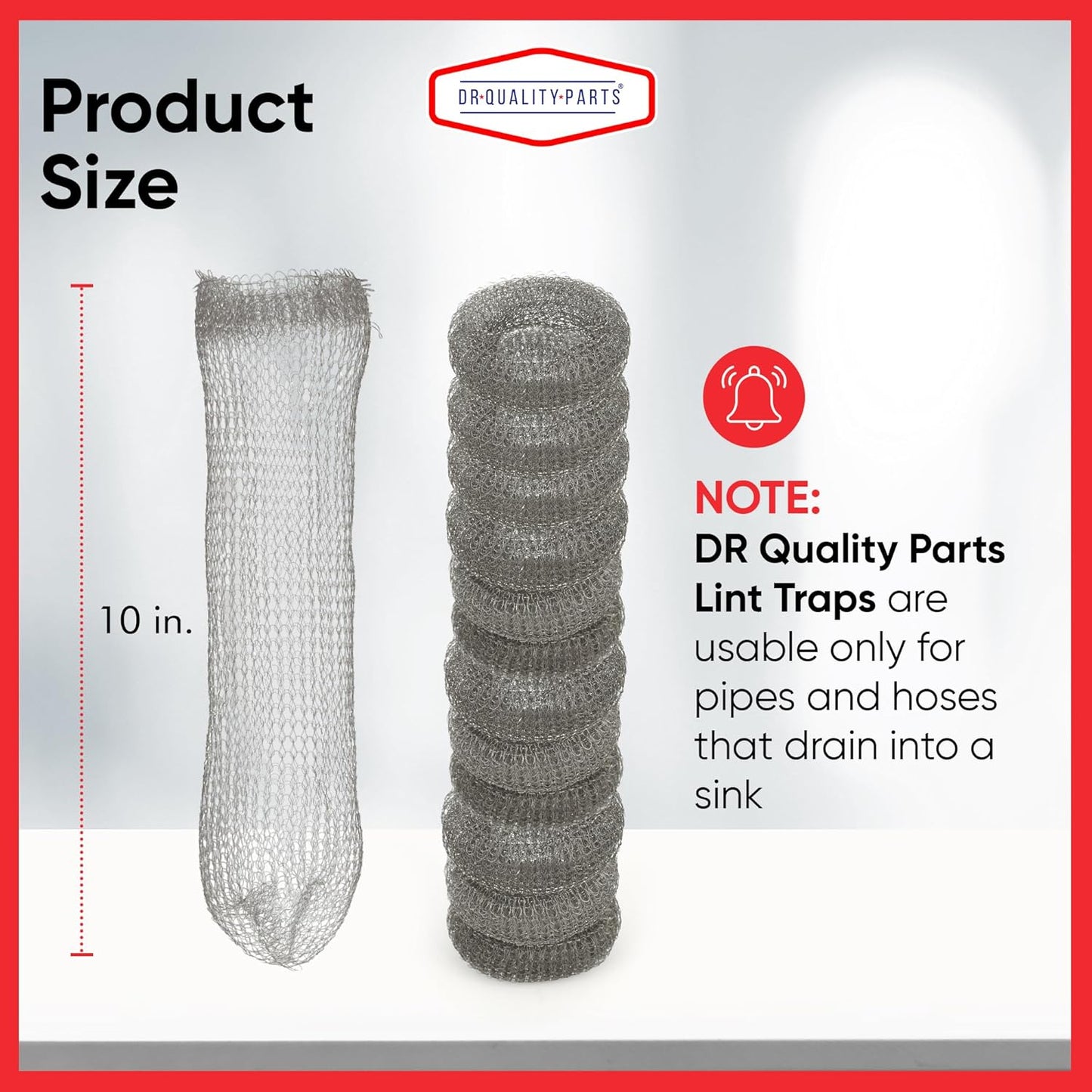 Washing Machine Lint Trap – Stainless Steel Hose Filter, Mesh Drain Catcher, Washer Sock Lint Remover, Rust-Free Snare Laundry Filter with Nylon Cable Ties, 29cmx6.5cm – 30-Pack