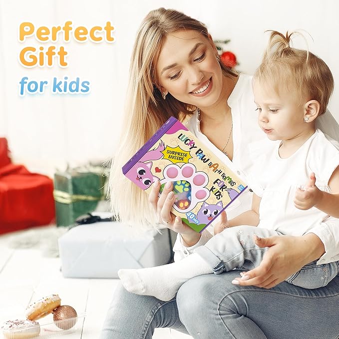 Bath Bombs for Kids With Surprise Inside, 40 Large Number Pack Paw Shape Gift Set, Natural Organic Bubble Bath Fizzy for Girls Boys With Bath Toys Inside