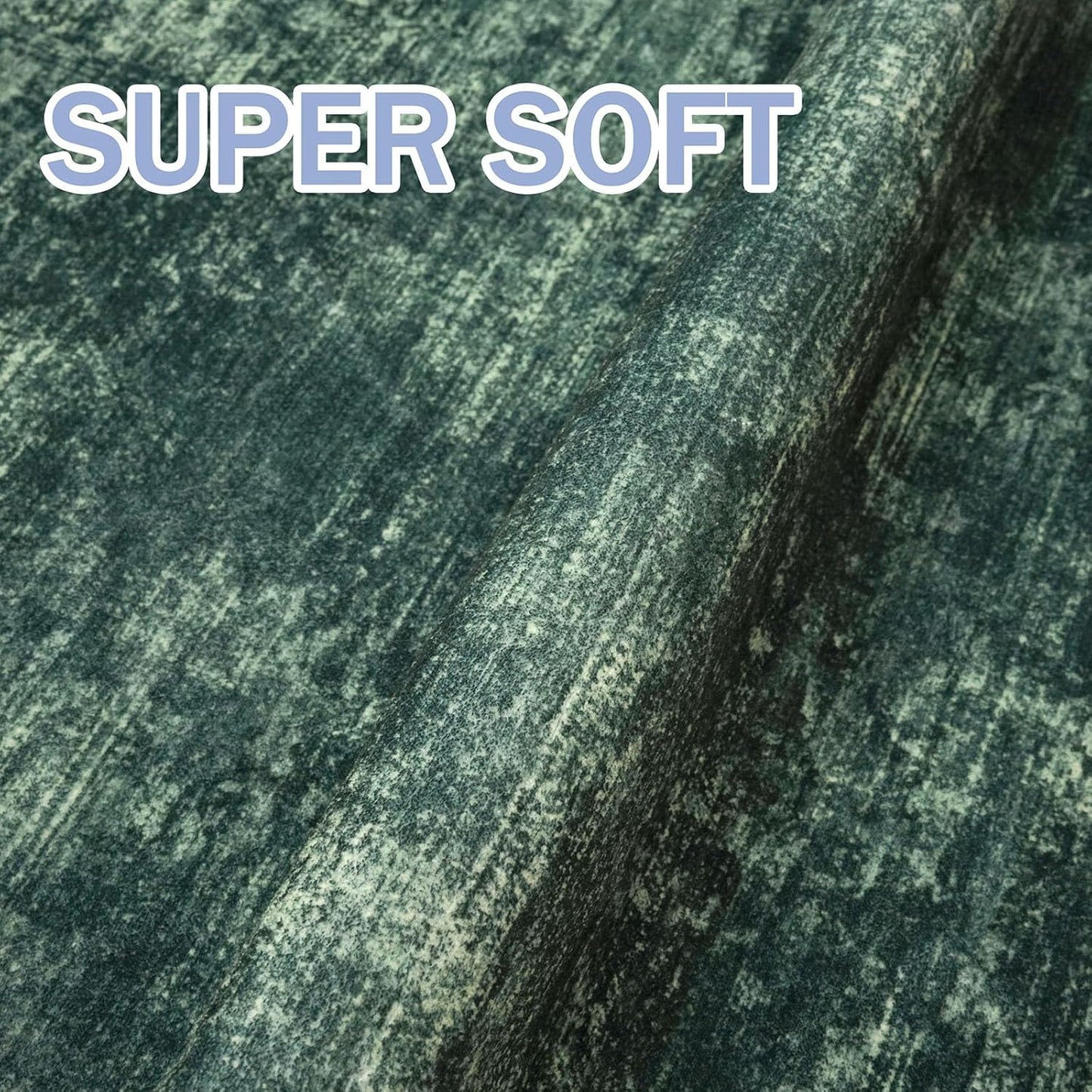 IOHOUZE Abstract Area Rugs 8x10 Ft Washable Large Rugs for Living Room, Non Slip Dining Room Rug, Printed Faux Wool Rugs for Bedroom, Floor Carpet for Office Nursery Playroom, Dark Green