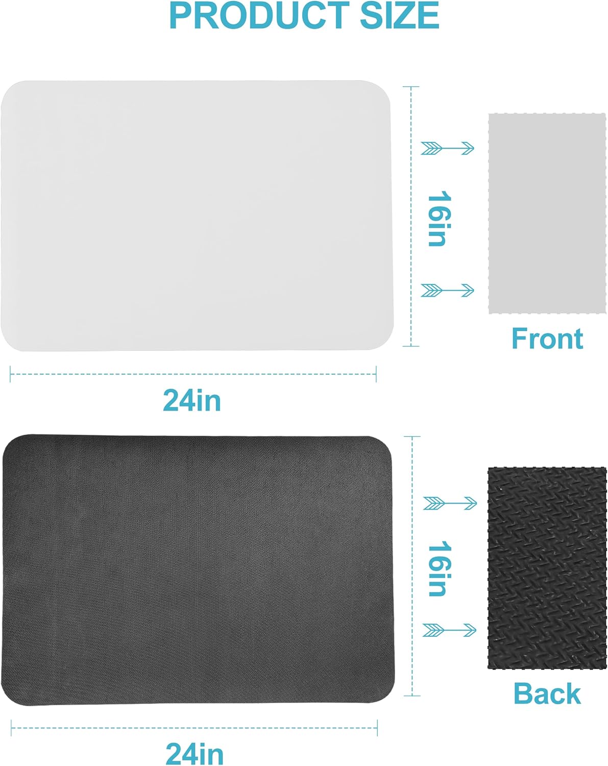 Dish Drying Mat for Kitchen Counter, 16"x24" Dish Drying Pad with Non-slip Rubber Backed, Hide Stain Anti Absorbent for Kitchen Counter, Drying Mat for Coffee Machine Dish Rack (Light Grey)