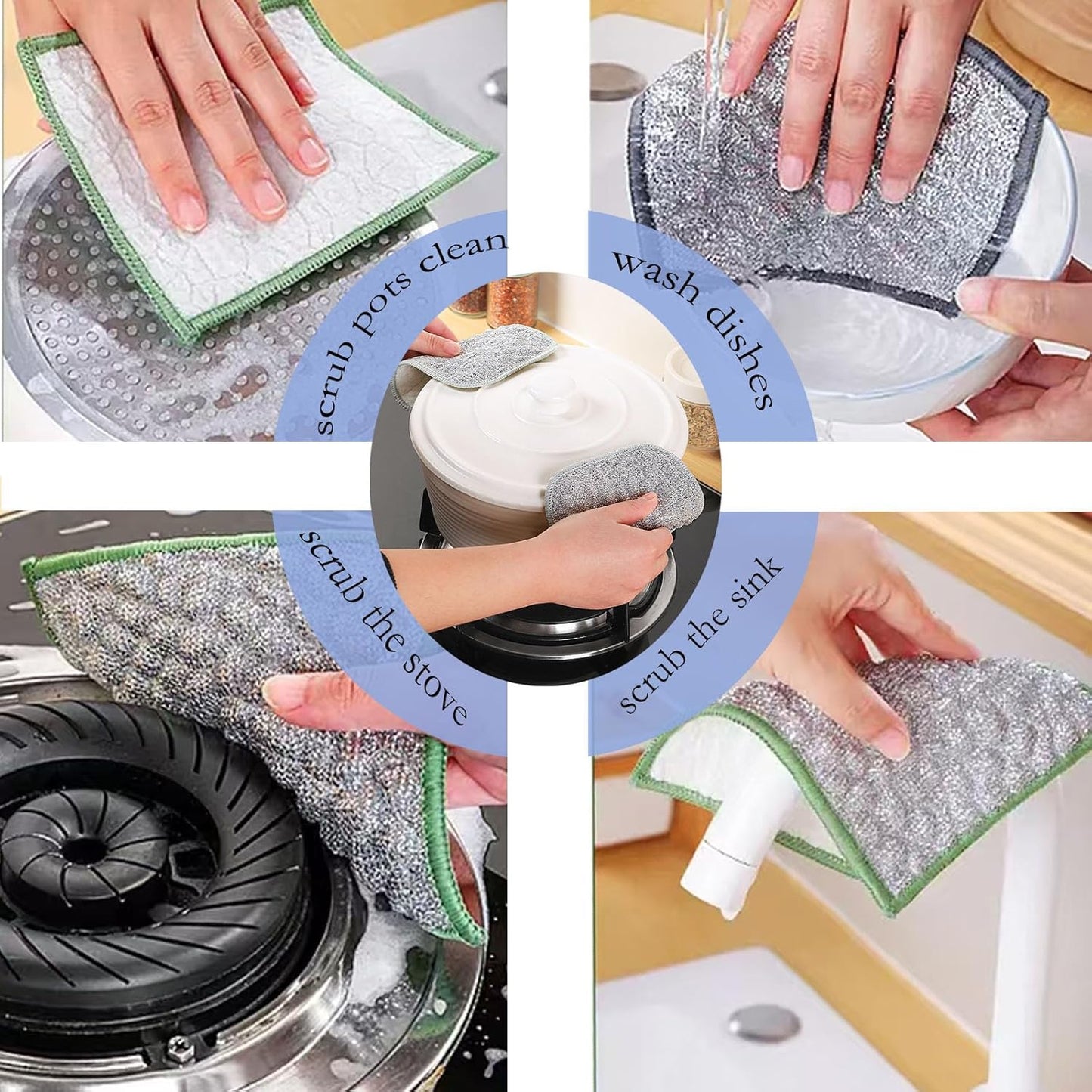 New Scratch-Resistant Multi-Functional Metal Wire Dish Cloth, Double-Sided for Wet and Dry use, Suitable for Washing Dishes, cookware, Sinks, stoves, and Kitchen Cleaning. (5PCS)