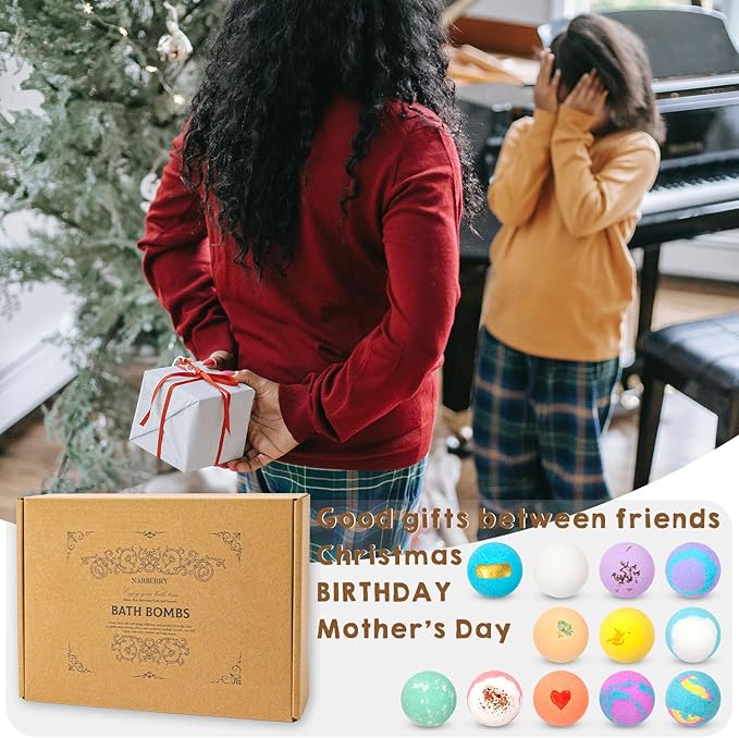 Bath Bombs for Women Gift Set, 12 Pack Handmade Bath Bombs Salt Balls, Perfect for Bubble Spa Relaxing, Moisturizing Dry Skin, Stress Relief, Birthday Valentines Gifts Idea for Men Women