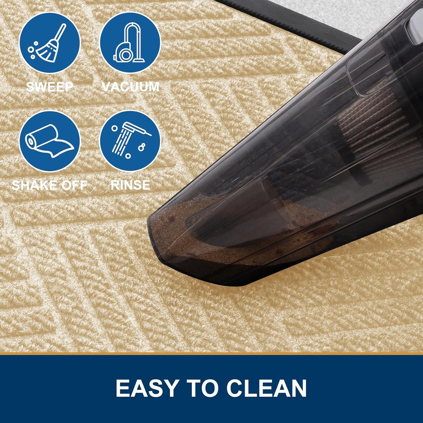 Smiry Front Door Mat Outside Entrance, Heavy Duty Outdoor Indoor Natural Rubber Doormat, Non Slip, Trap Dirt and Moisture, Easy Clean, Low Profile Patio Porch Entryway Mat, 47x32, Beige