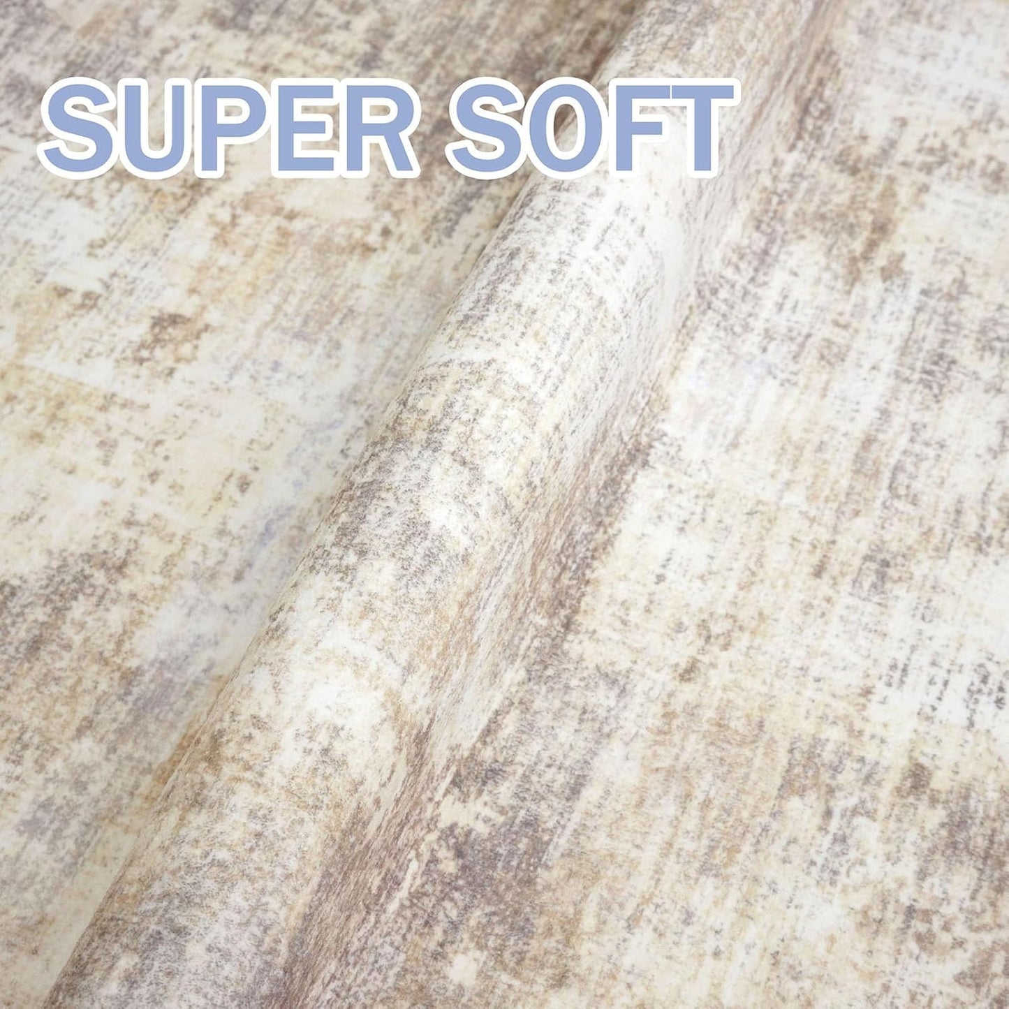 IOHOUZE Abstract Round Area Rug 6 Ft Washable Circle Rugs Large Round Rug Non Slip Thin Soft Circle Rugs, Printed Faux Wool Floor Carpet for Bedroom Living Room Dining Room Nursery, Beige Brown