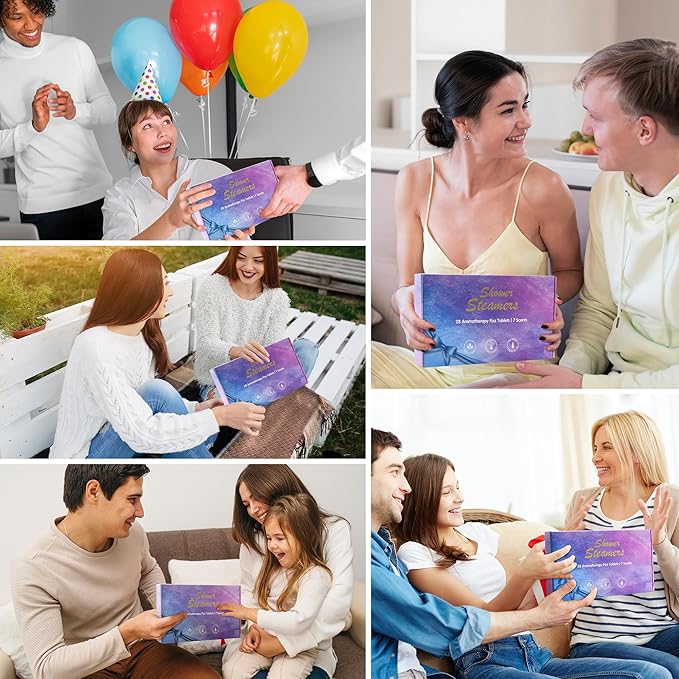 28 Pack Aromatherapy Shower Steamers, Individually Wrapped 7 Scents Bath Bombs,Natural Essential Oil Home SPA Self Care Stress Relief, Perfect Gifts for Her on Birthday Mother's Day Gift Set