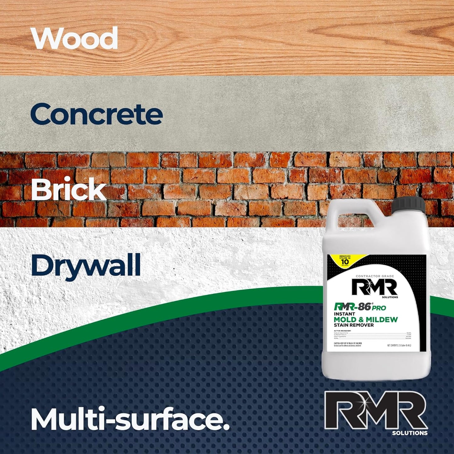 RMR-86 Pro Instant Mold Stain & Mildew Stain Remover - Contractor Grade Cleaning Solution, Professional Quality Formula, Odor Removal, 2.5 Gallon, 2 Pack