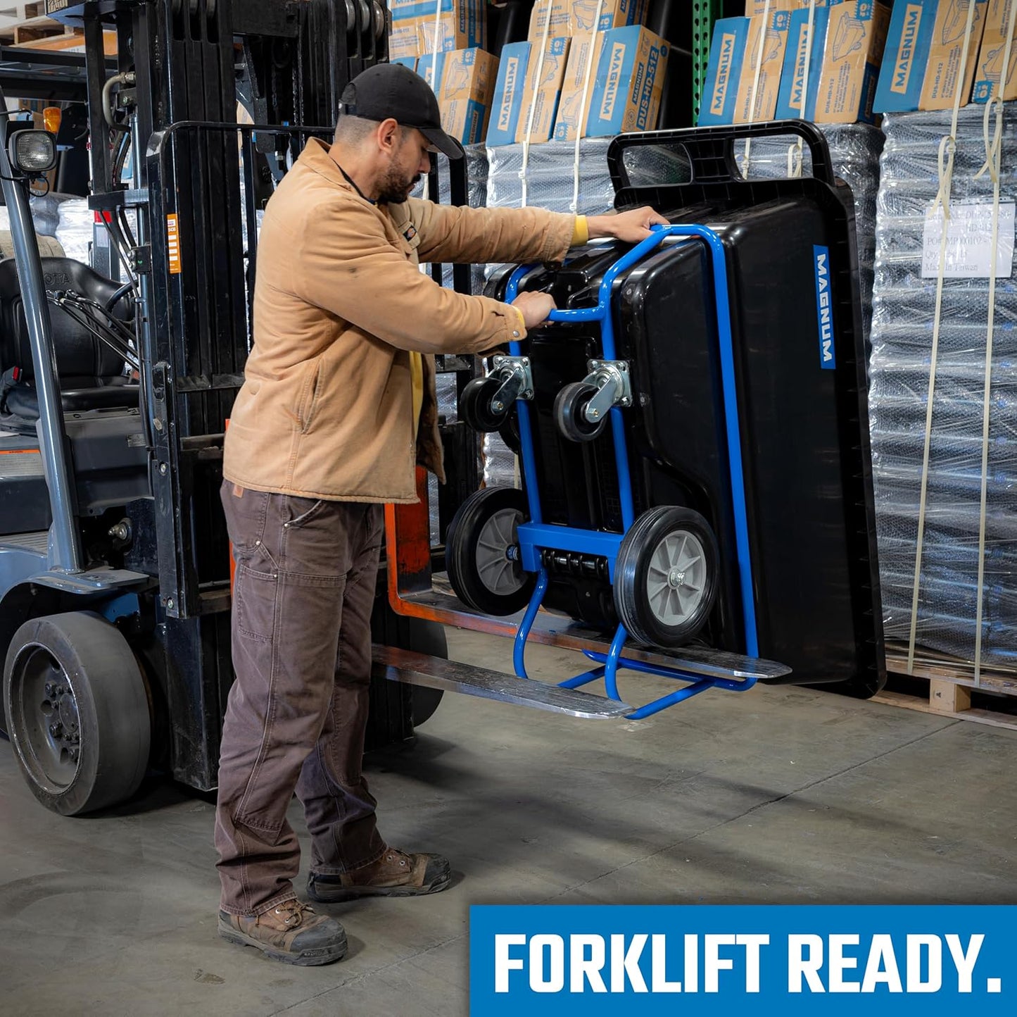 Tilt Truck, 1/2 Cu. Yd. Capacity Dump Cart with Non-Marking 12” Wheels & 5” Casters & Forklift-able Frame for Jobsites, 850 lbs, Trash Cart with Wheels DUC12T-F-NM-02PK (2-Pack)