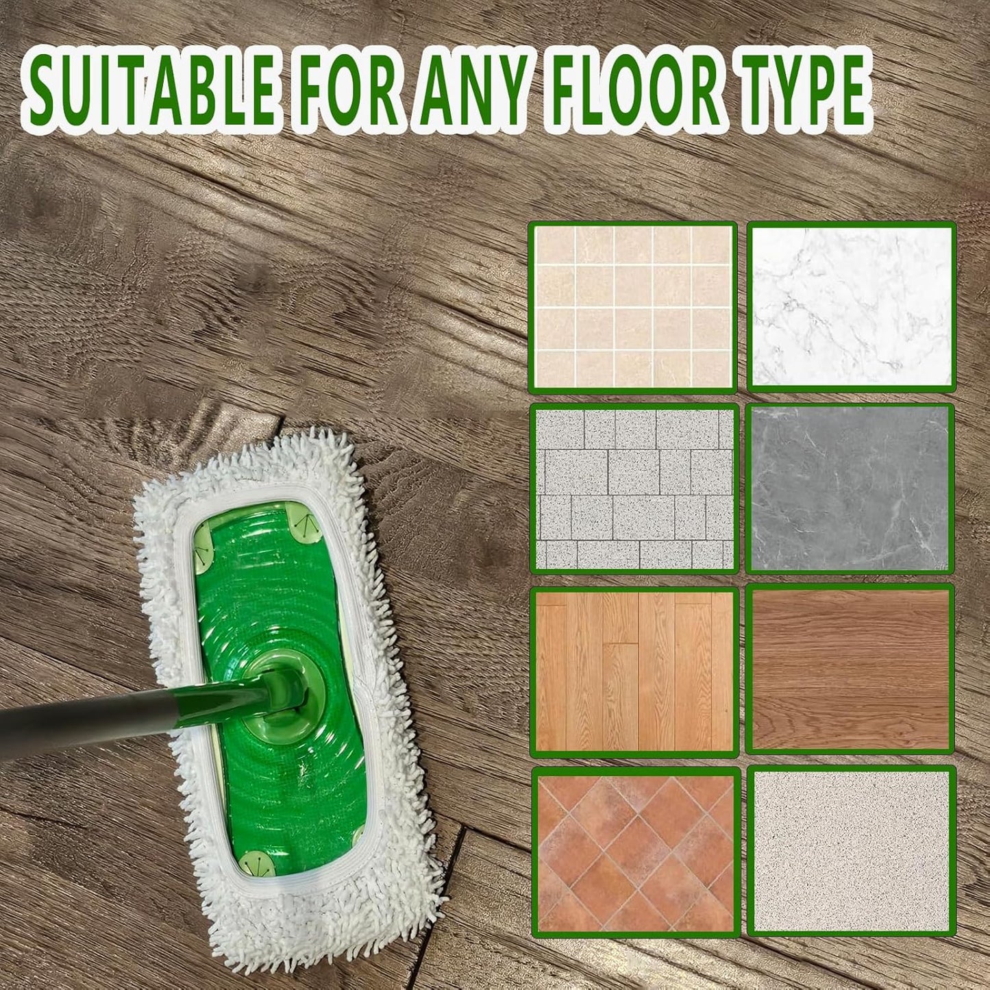 Reusable Microfiber Mop Pads Washable Wet Pads Compatible with Refills for Swiffer Sweeper Wet & Dry Sweeping Cloths Mop Head Replacement for Household Cleaning