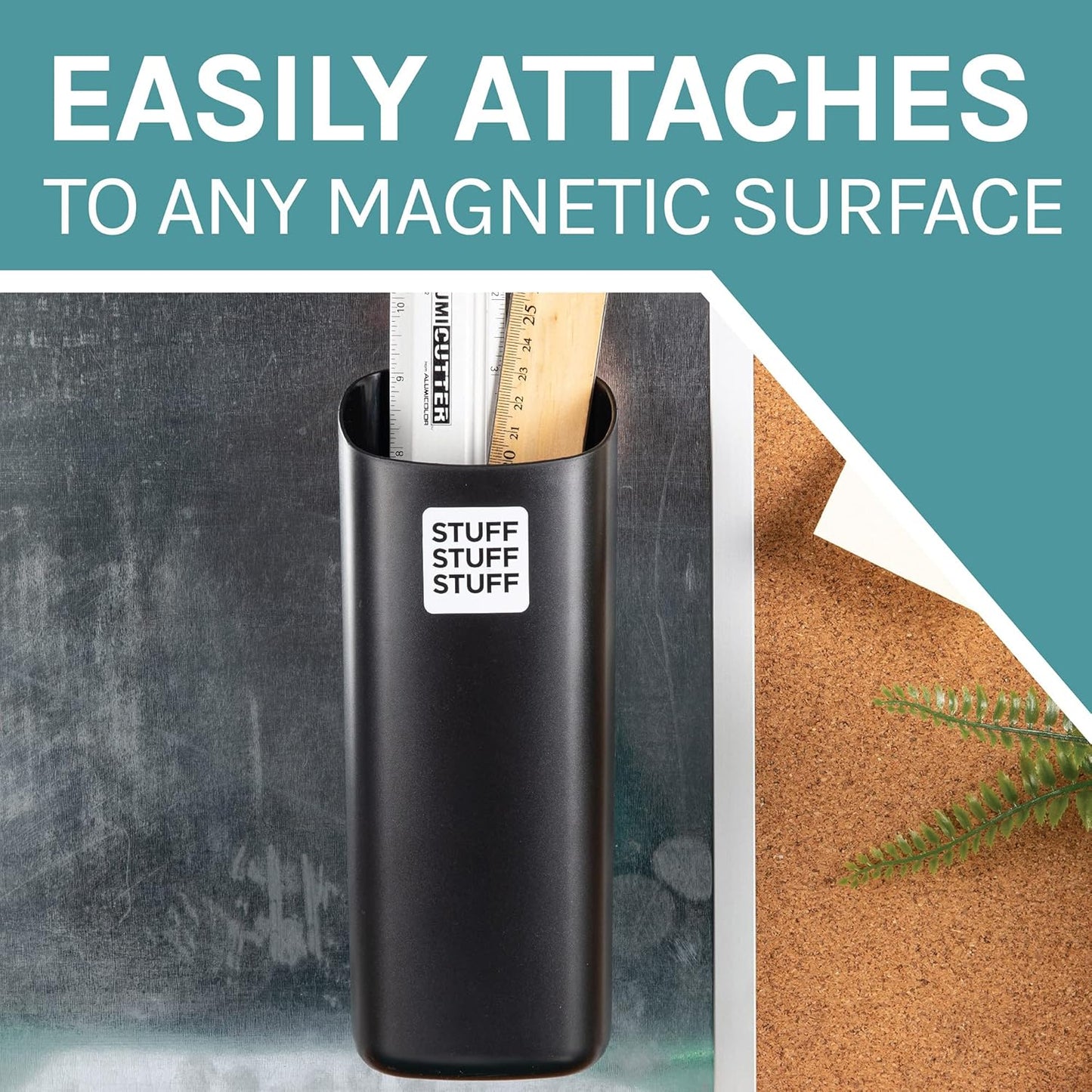 JS Jackson Supplies Small Black Lint Bin with Magnetic Back, Slim Profile Space Saving Trash Bin and Organizer for Laundry, Wall Mountable