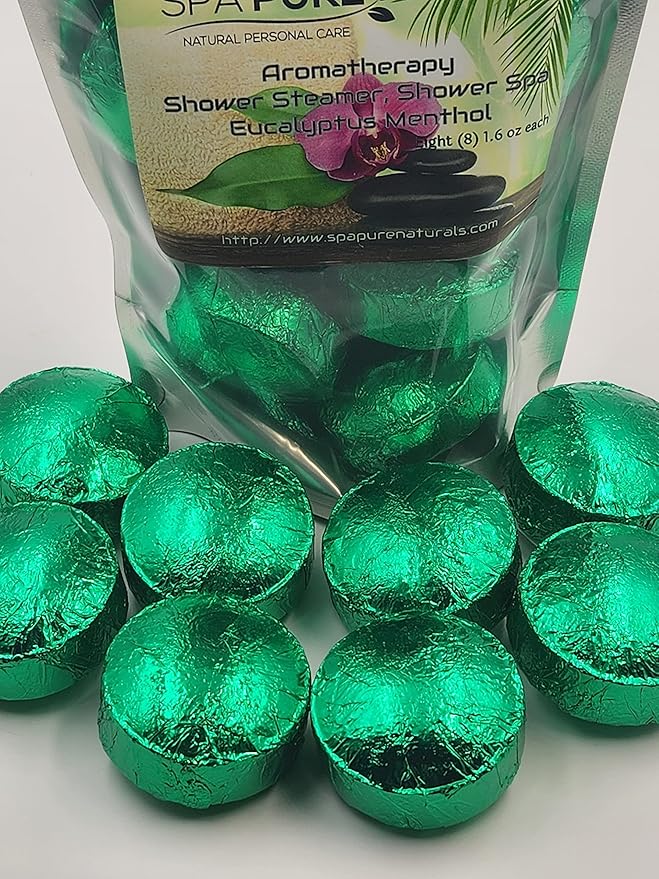 8 Lavender Mint Aromatherapy Shower Bombs 1.6 oz Each with 100% Natural/Organic Essential Oils - Transform Your Shower - Transform Your Mood (Lavender Mint) (Spearmint)