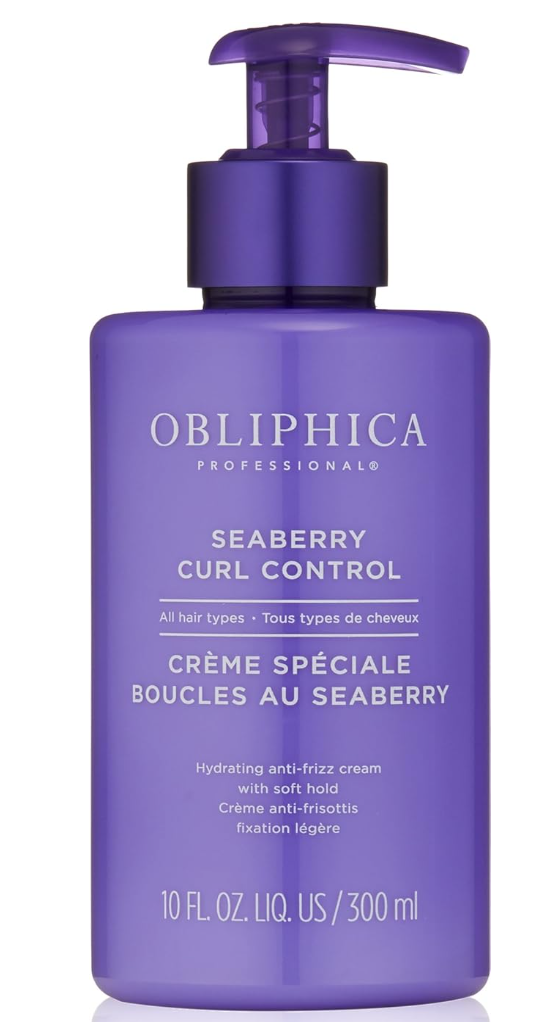 Obliphica Seaberry Curl Control Cream - Anti-Frizz, Curl-Defining and Enhancing Hydrating Styler for Women, Men, Wavy and Coarse Hair - 10 Fl Oz