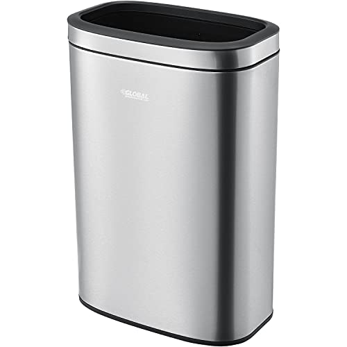 Global Industrial 10-1/2 Gallon Stainless Steel Slim Open Top Receptacle