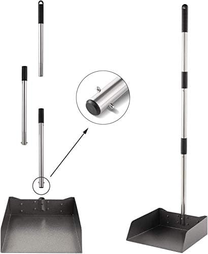 Yangbaga Dust Pans with Long Handle - 39” Heavy Duty Metal Upright Dustpan - Long Handled Stand Up Dustpans - Best Dustpans for Home/Lobby/Shop/Garage/Yard