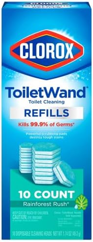 CLOROX ToiletWand, Disinfecting Wand Refill Heads - Rainforest Rush, 10 Count (Package May Vary) (Pack of 6)