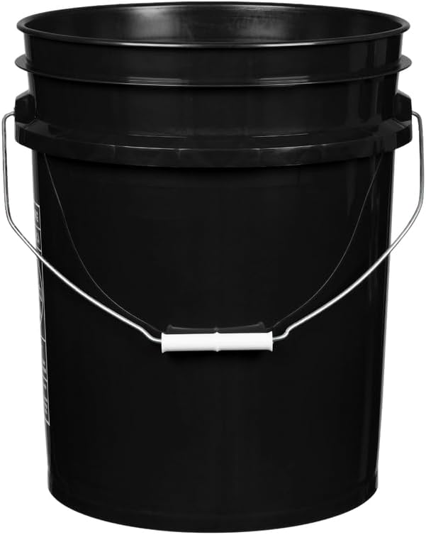 House Naturals 5 Gallon Premium HPDE Plastic Bucket - Made in USA Food Grade Storage Container, BPA Free All Purpose Pail (2, Black)
